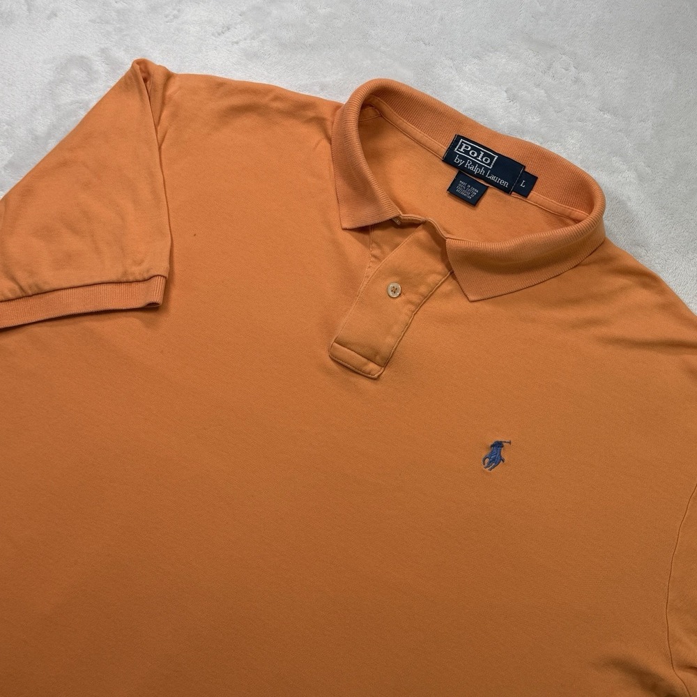 Polo Ralph Lauren‎ Classic Fit Polo Shirt Orange Blue Pony Logo Men's Size Large